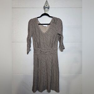 Yala Long Sleeve Dress in Black and Cream Stripes